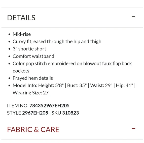 ❤️ROCK REVIVAL❤️ MAE EASY STRETCH EMBROIDERED EMBELLISHED SHORTS SIZE 28 - Picture 7 of 11